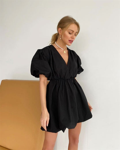 Fashion Summer Puff Sleeves Mini Dresses