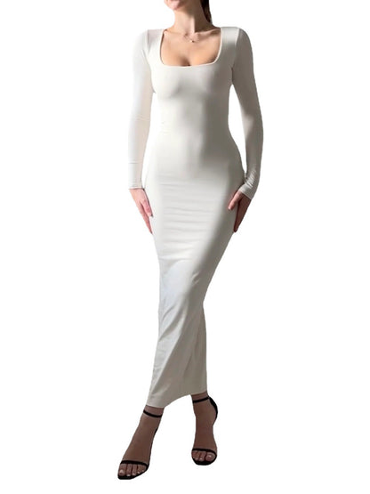 Sexy Simple Style Long Sleeves Solid Dresses