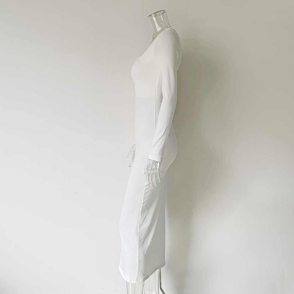 Sexy Simple Style Long Sleeves Solid Dresses