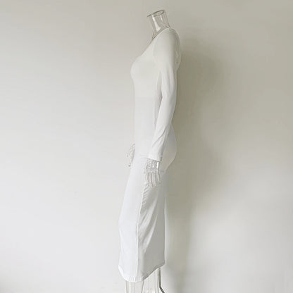 Sexy Simple Style Long Sleeves Solid Dresses