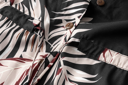 Casual Summer Leaf Print Half Sleeves Mini Dresses