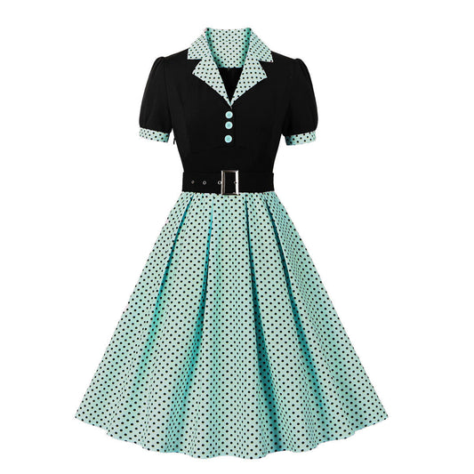 Vintage Polk Dot Short Sleeves Dresses