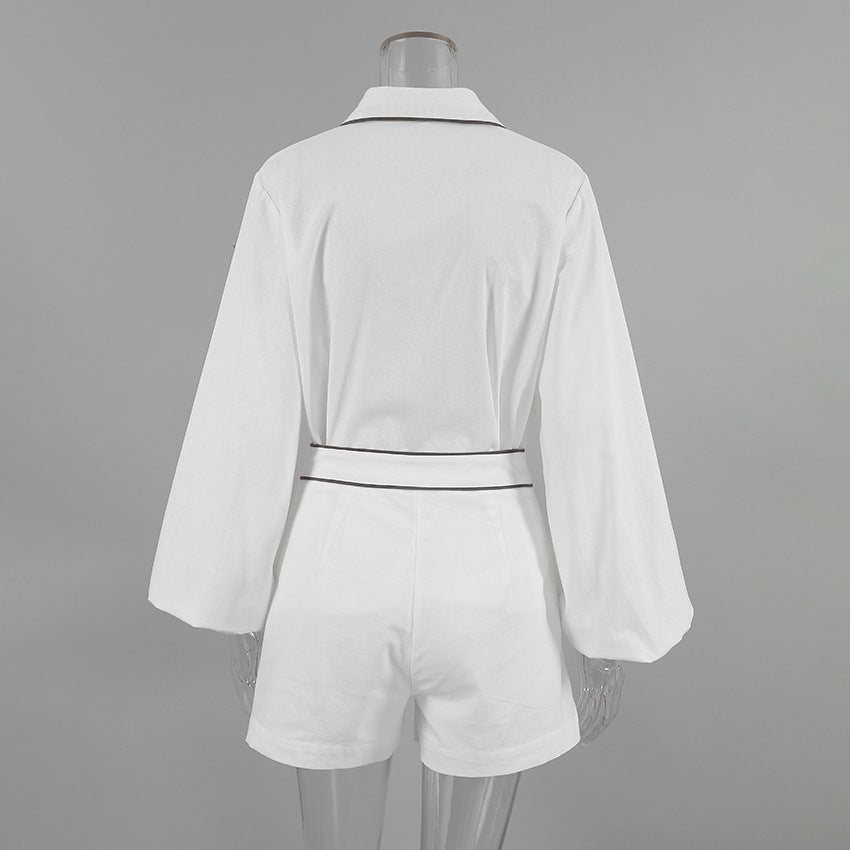 Fashion Cotton Linen Long Sleeves Shirts & Shorts
