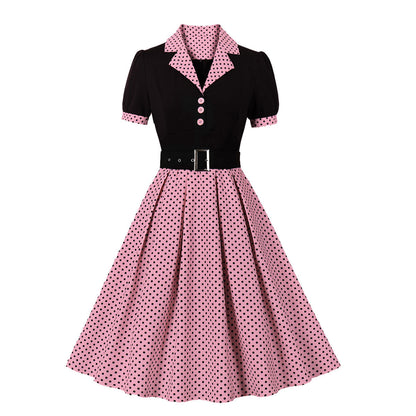 Vintage Polk Dot Short Sleeves Dresses
