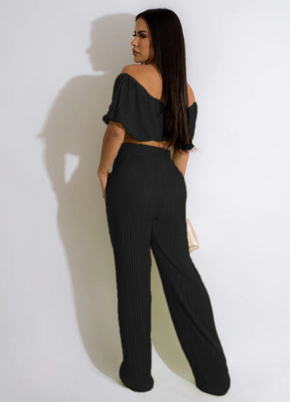 Sexy Summer Strapless Tops and Long Pants Two Pieces Suits