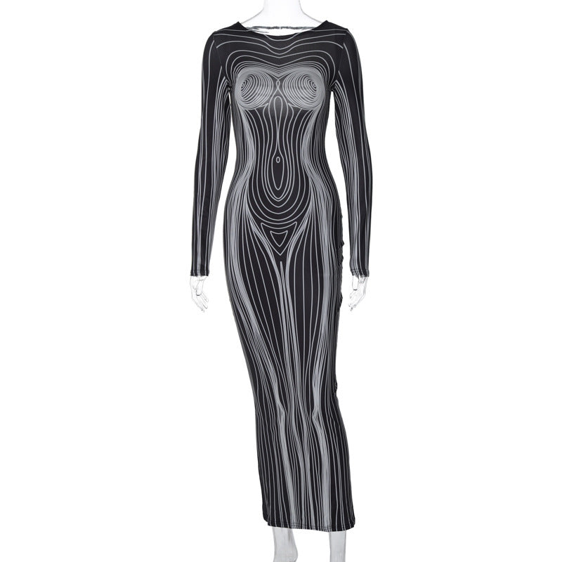 Sexy Fashion Backless Long Sleeves Dresses