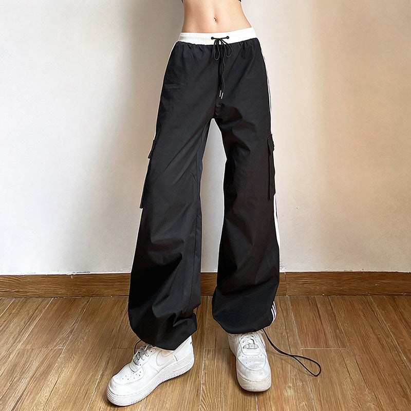 Fashion Black High Waist Black Ankle Tied Pants
