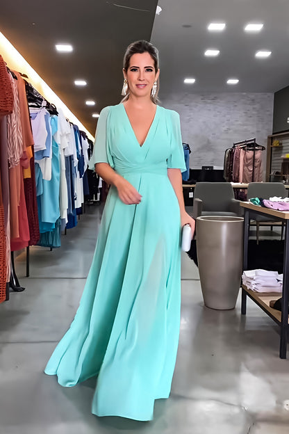 Fashion Chiffon V Neck Long Maxi Dresses