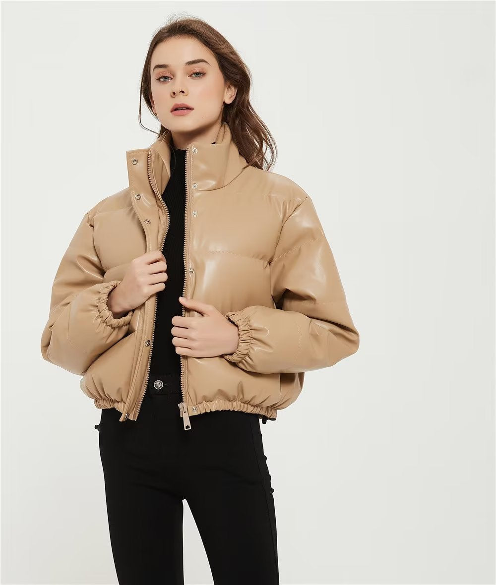 Casual Winter Pu Cotton Jackts for Women