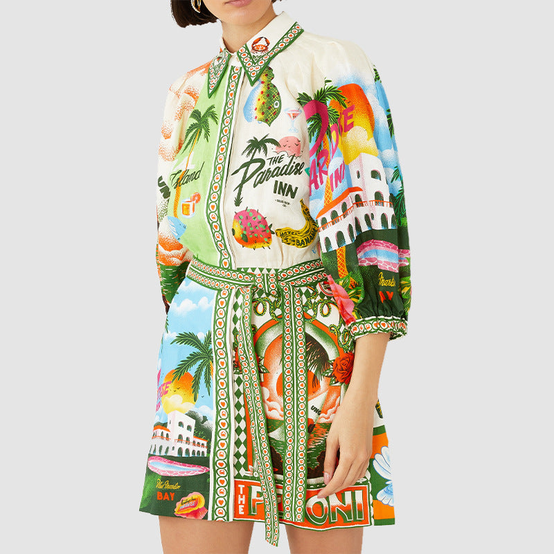 Fashion Floral Print Short Dresses