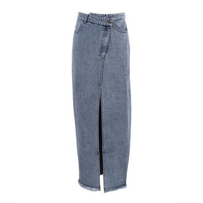 Fashion High Waist Split Front Denim Sheath Skirts
