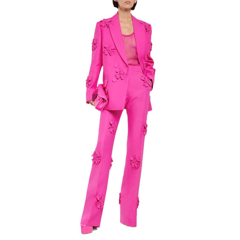 Luxury Designed 3d Floral Blazers & Trumpet Pants