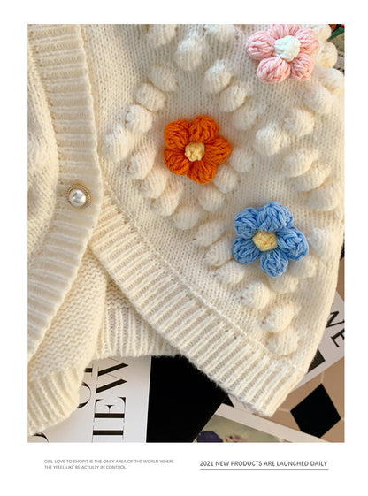 3d Designed Handmade Knitted Flower Cardigans