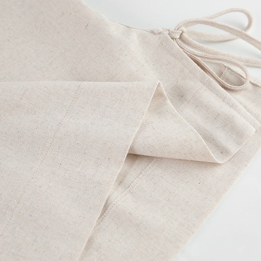 Casual Summer Cotton Linen Sleeveless Tops & Cropped Pants Suits