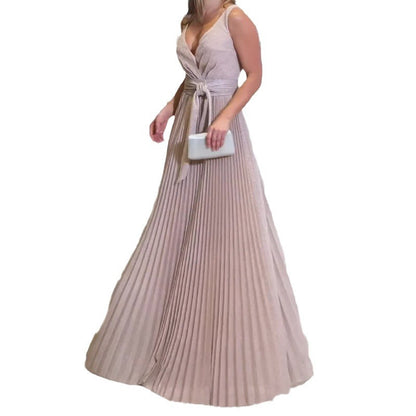 Sexy Fashion V Neck High Waist Sleeveless Evening Dresses
