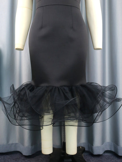 Sexy Sleeveless Plus Sizes Black Party Dresses