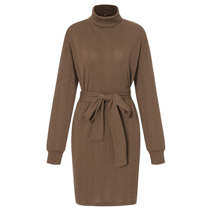 Fashion High Neck Knitted Short Dresses