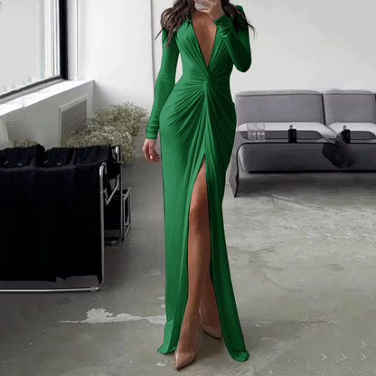 Sexy V Neck Long Sleeves Sheath Dresses