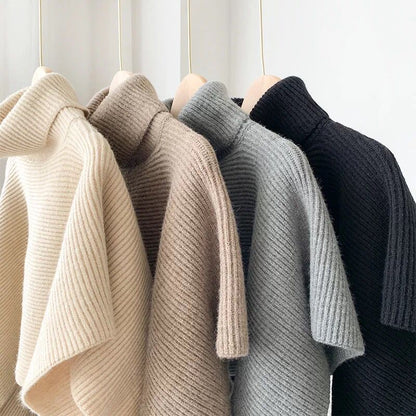 Fashion High Neck Knitted Cloak Scarves
