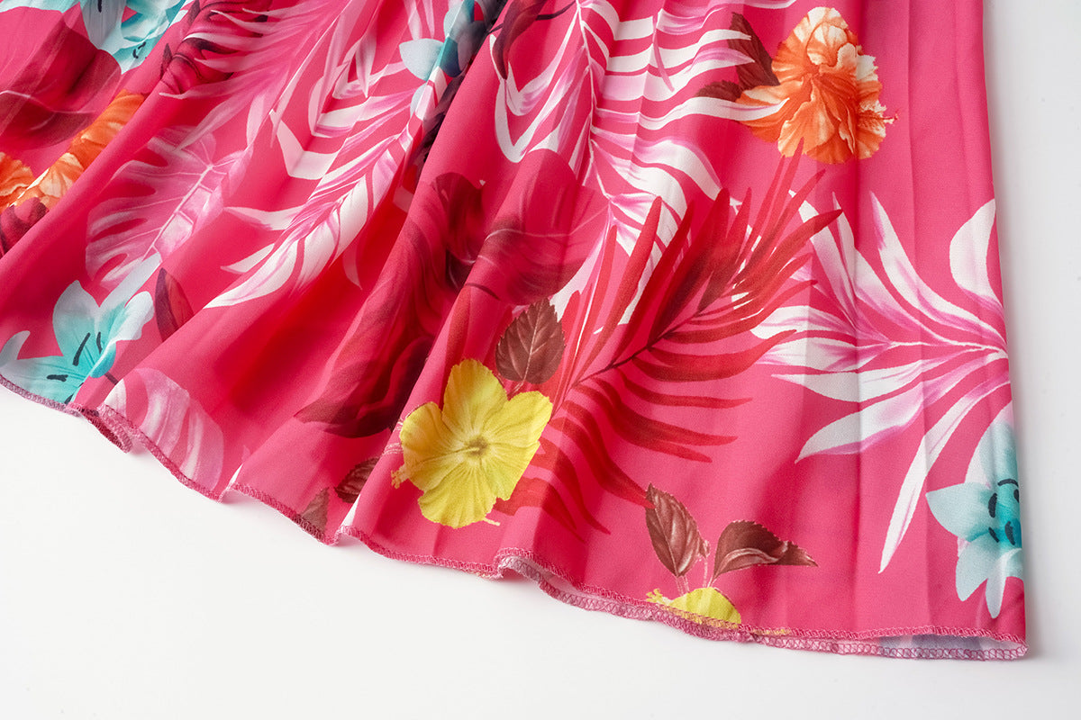 Summer Floral Print Short Sleeves Midi Dresses