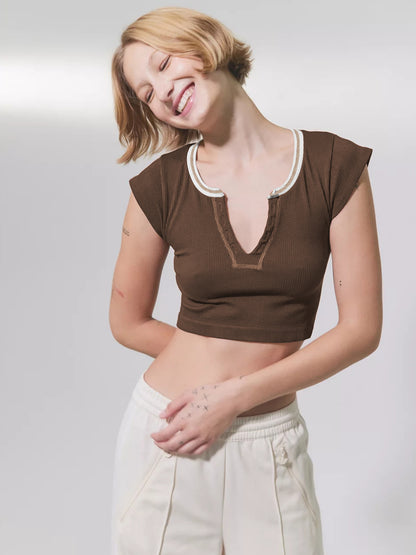 Sexy Designed Midriff Baring Knitted T Shirts