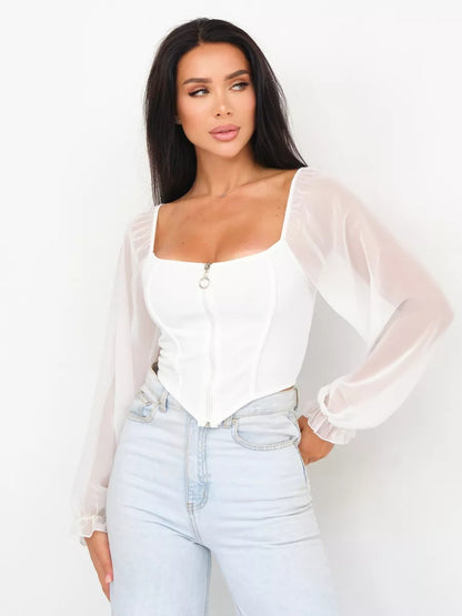 Sexy Long Sleeves Short Tops