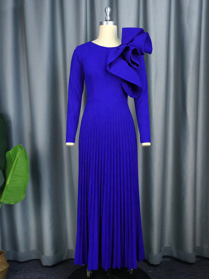 3D Design Long Sleeves Blue Party Dresses