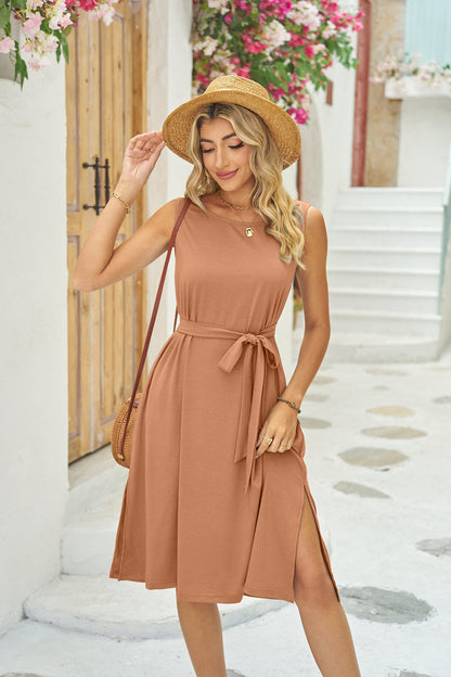 Sexy Summer Split Front Sleeveless Midi Dresses
