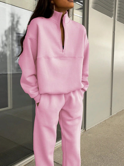 Fashion Zipper Women Two Pieces Sports Suits