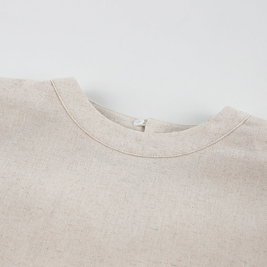 Casual Summer Cotton Linen Sleeveless Tops & Cropped Pants Suits