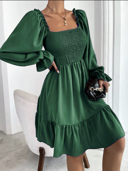 Casual Square Neckline High Waist Women Dresses