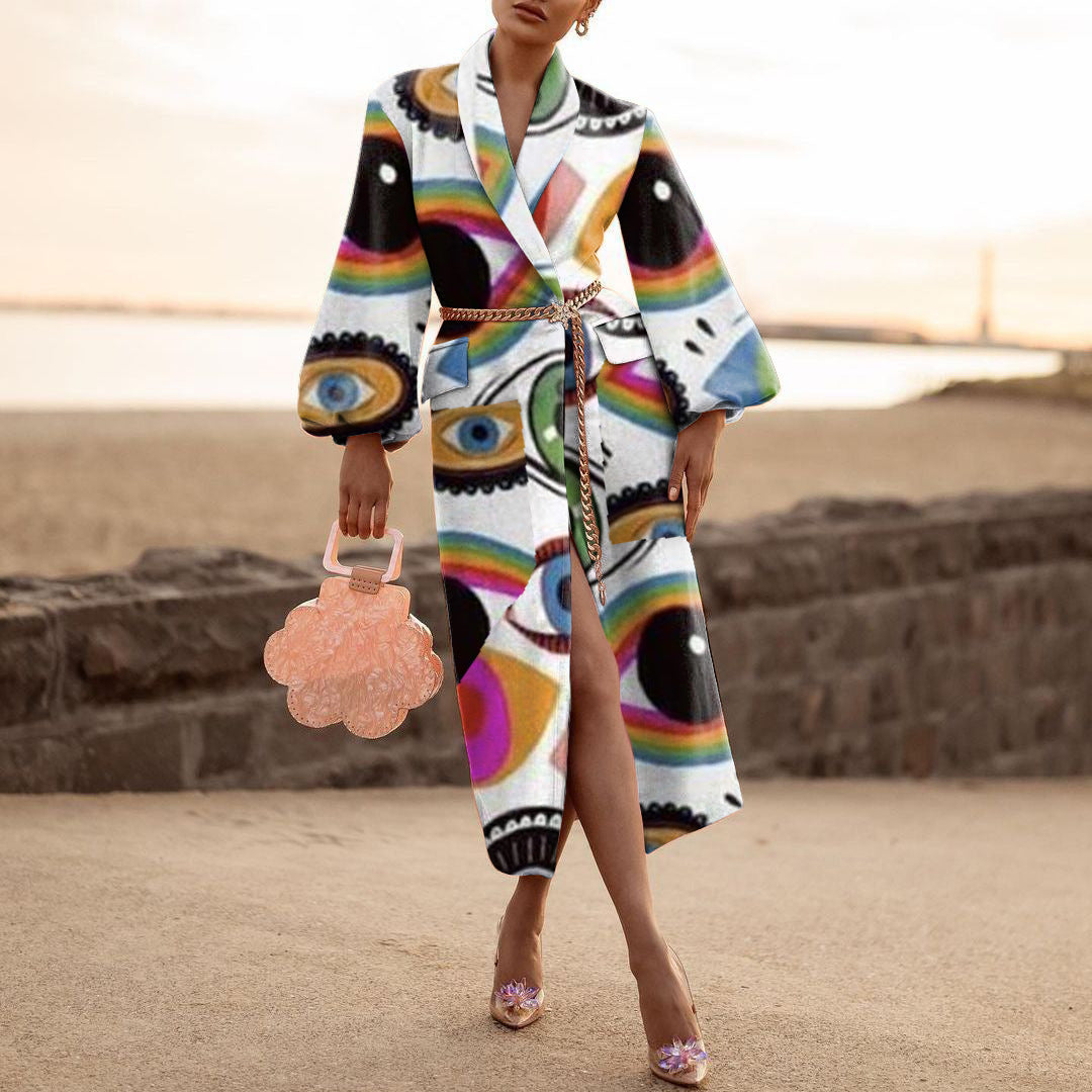 Fashion Letter Print Long Sleeves Coats for Women