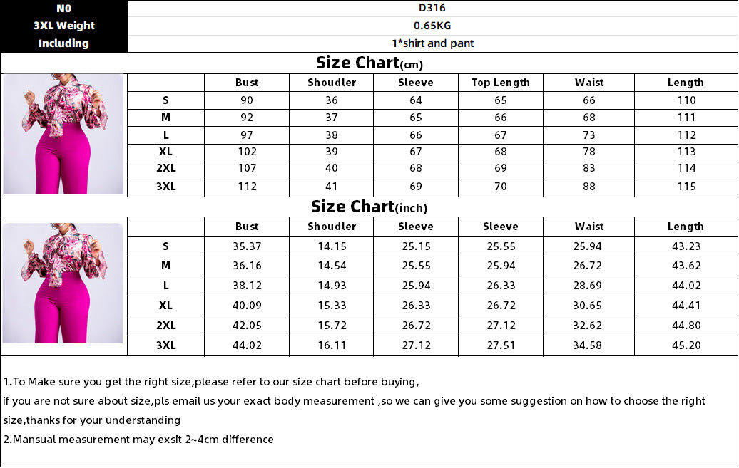 Fashion Plus Sizes Women Long Sleeves Shirts & Pants