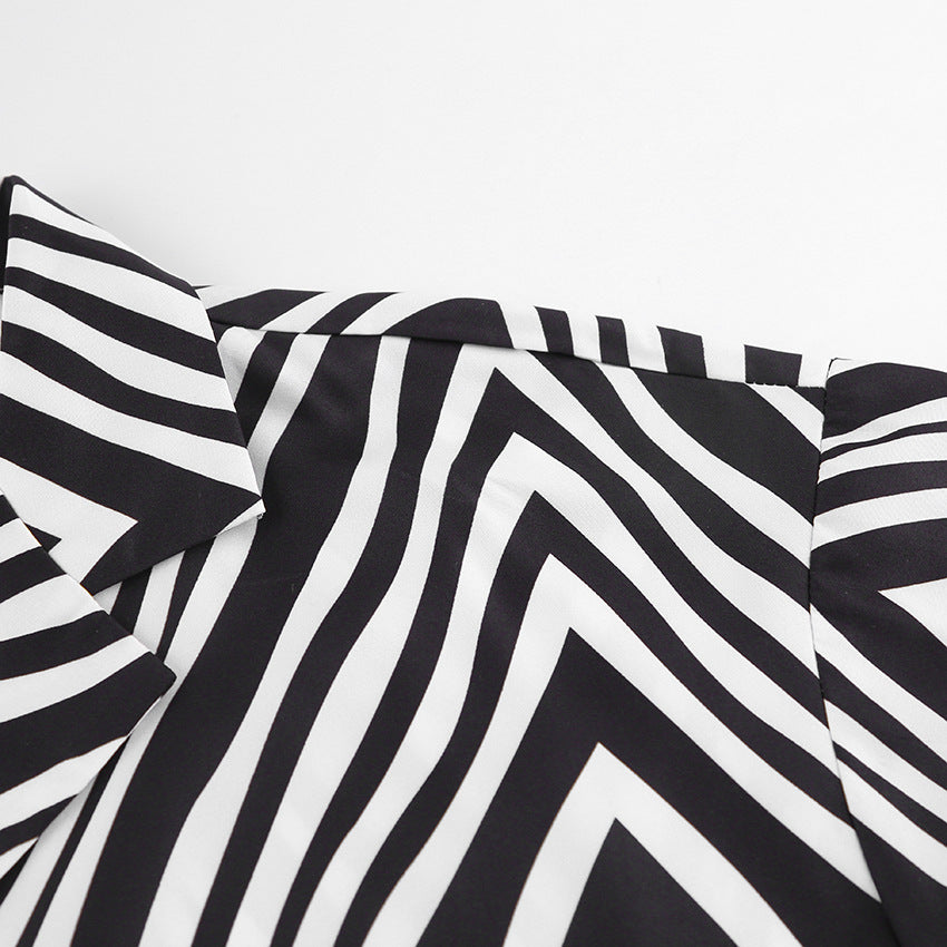Fashion Black & White Stripes Two Pieces Suits for Women