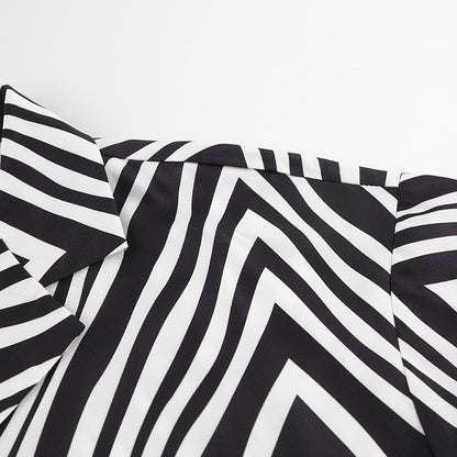 Fashion Black & White Stripes Two Pieces Suits for Women