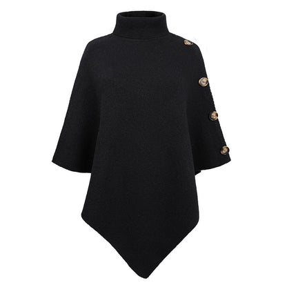 Casual High Neck Knitted Cloak Coats for Women