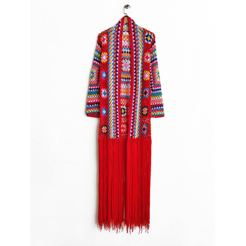 Colorful Crochet Irregular Tassels Coats for Women