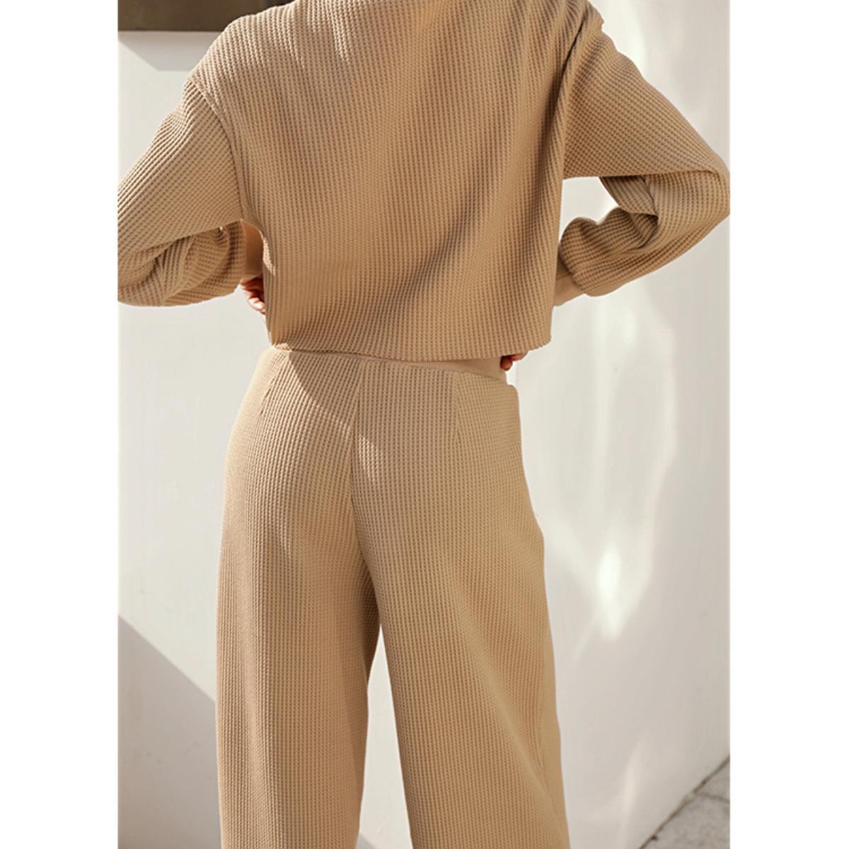 Casual Fall/Winter Two Pieces Tops & Wide Legs Pants
