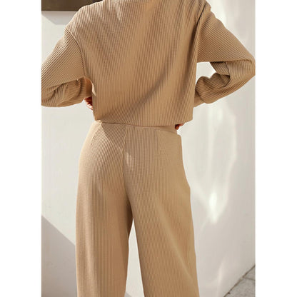 Casual Fall/Winter Two Pieces Tops & Wide Legs Pants