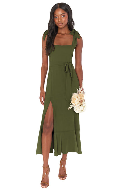 Fashion Summer Split Front Midi Dresses for Women