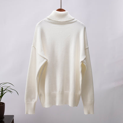 Fashion High Neck Knitted Pullover Sweaters for Women
