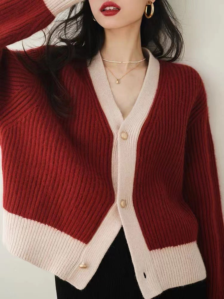 Fashion V Neck Lazy Style Knitted Cardigan Sweaters
