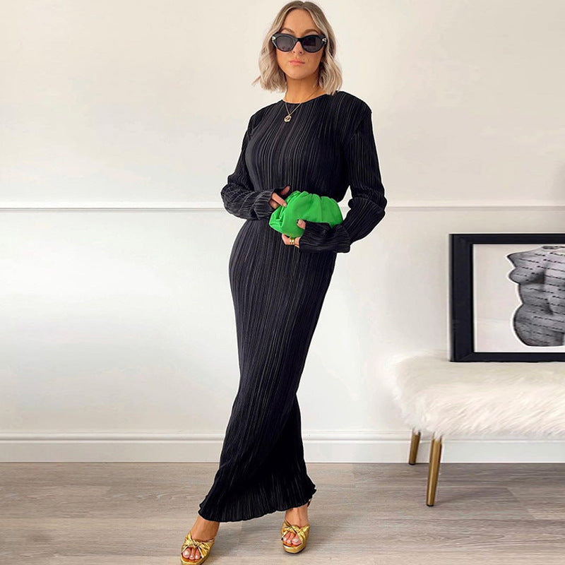 Fashion Round Neck Long Sleeves Dresses
