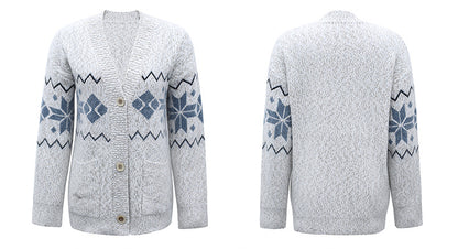 Fashion Christmas Flake Knitted Cardigan Coats
