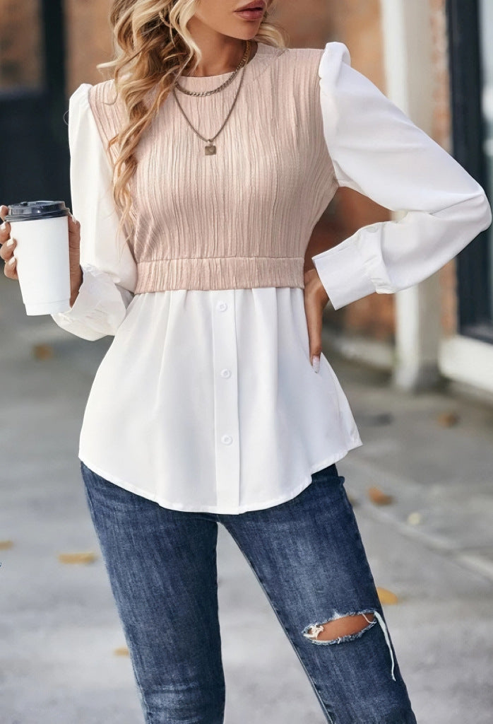 Casual Round Neck Women Blouses Shirts
