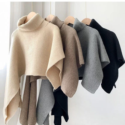 Fashion High Neck Knitted Cloak Scarves