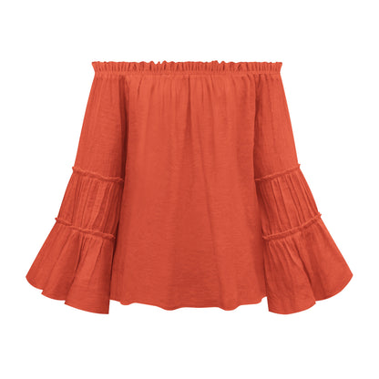 Sexy Off The Shoulder Trumpet Sleeves T Shirts