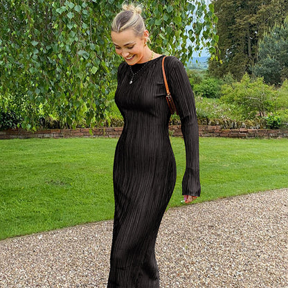Fashion Round Neck Long Sleeves Dresses