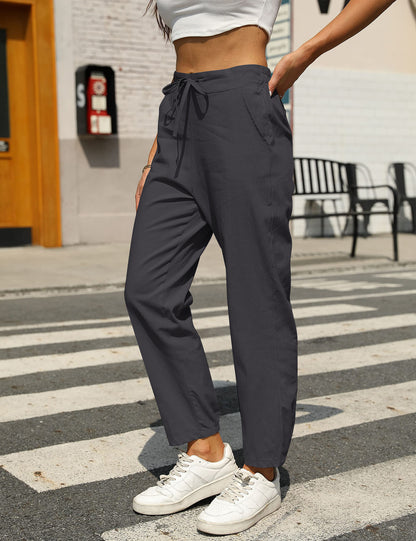 Casual Linen Drawstring Women Pants