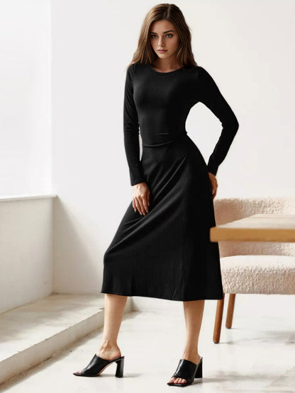 Fashion Round Neck Long Sleeves Dresses